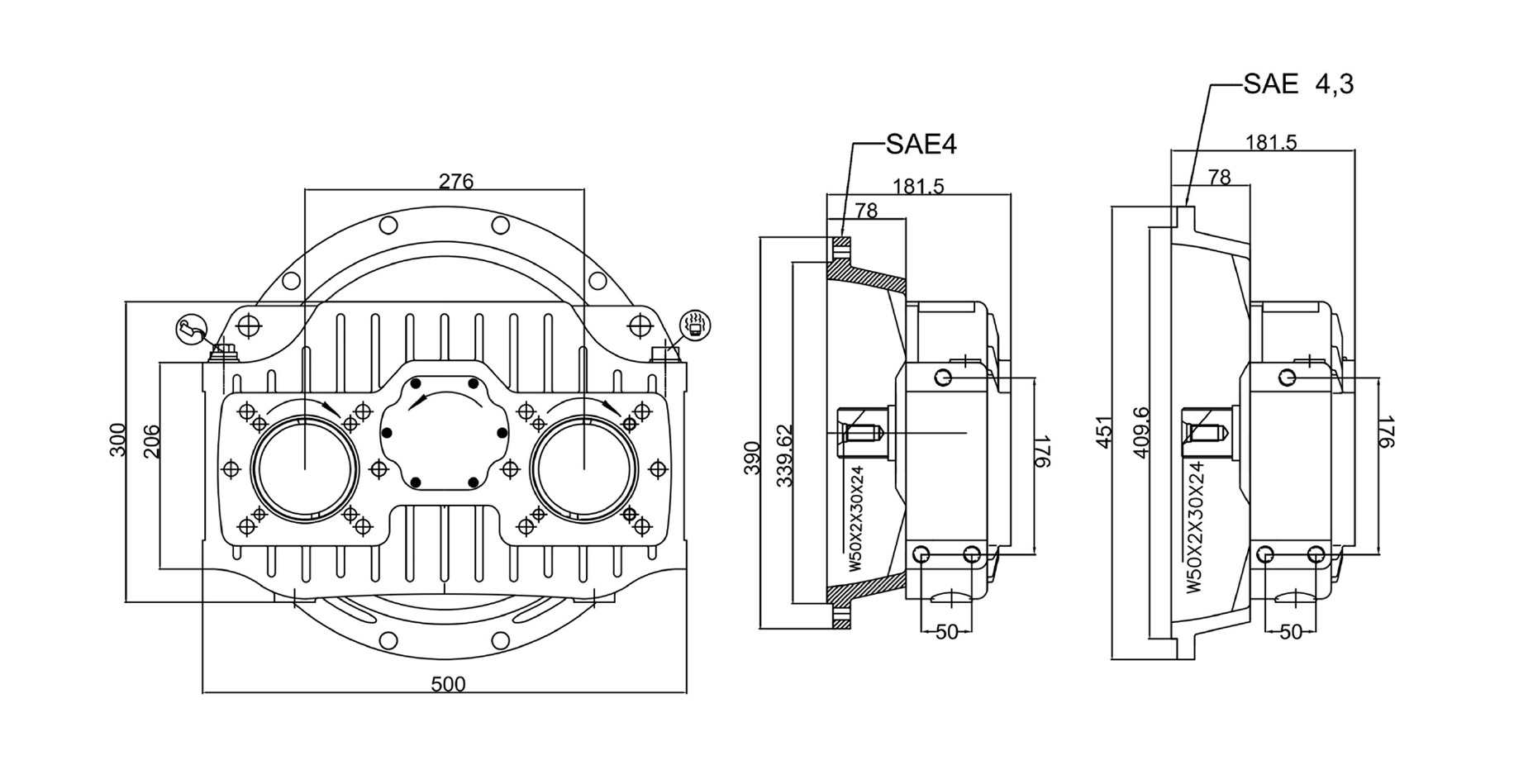 190KW One Input Two Outputs Transfer Case 190KW One Input Two Outputs Transfer Case