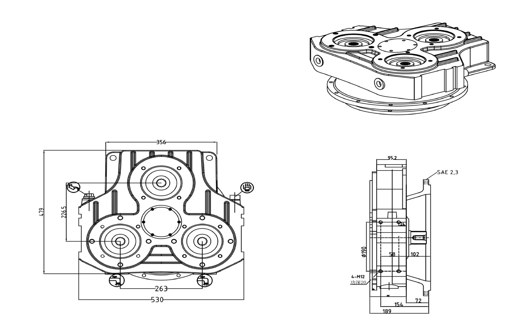 290KW One Input Three Outputs Transfer Case 290KW One Input Three Outputs Transfer Case